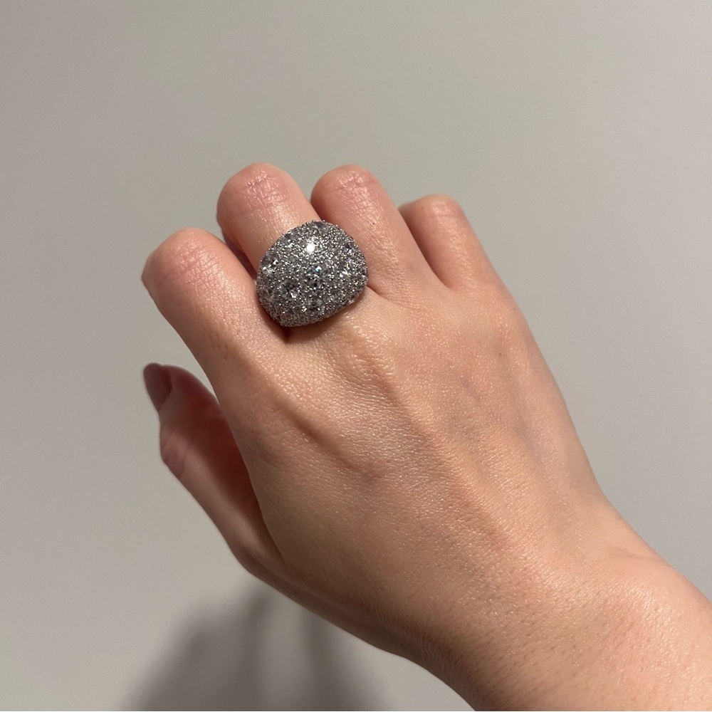 Crystal Pavé Dome Statement Ring in Silver